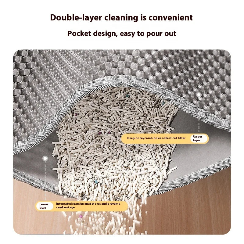 Double Layer Cat Litter Traymat Extra Large Size Sand Control Non-Slip Waterproof Eco-Friendly Litter Box Accessory for Cats