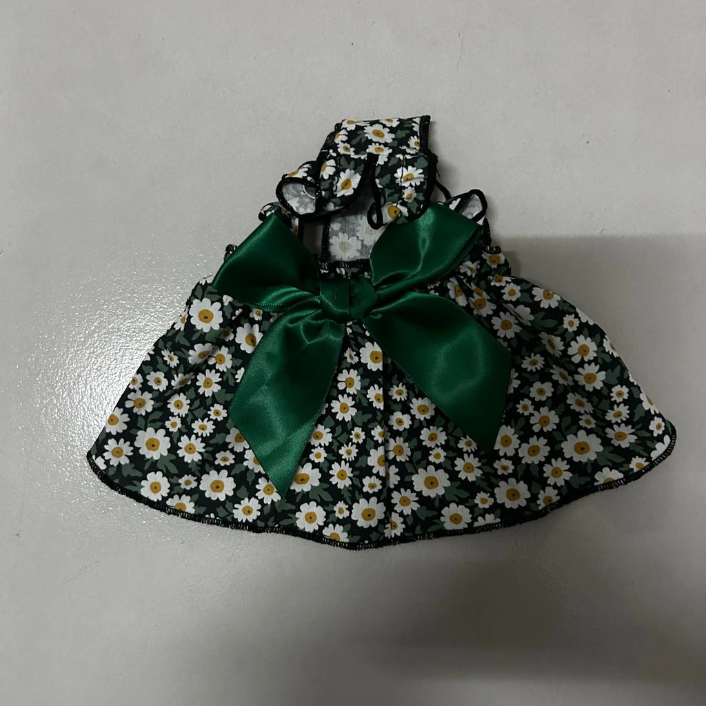 Fashion Cat Pet Dog Dress Sleeveless Cyan Flower Slim Style Cat Princess Dog Dresses Summer Clothes Puppy Skirt Chihuahua Bichon