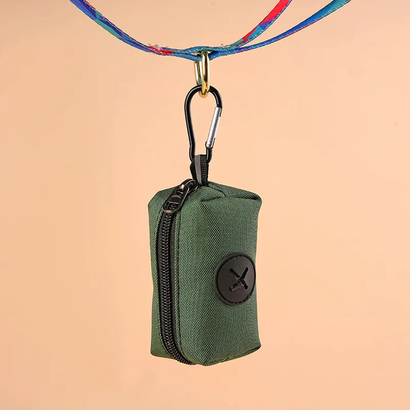 Canvas Dog Poop Bag Holder, Outdoor Pet Waste Bag Dispenser with Carabiner Clip, Animal Waste Collection Pouch