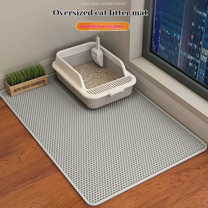 Double Layer Cat Litter Traymat Extra Large Size Sand Control Non-Slip Waterproof Eco-Friendly Litter Box Accessory for Cats