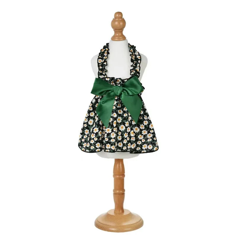 Fashion Cat Pet Dog Dress Sleeveless Cyan Flower Slim Style Cat Princess Dog Dresses Summer Clothes Puppy Skirt Chihuahua Bichon