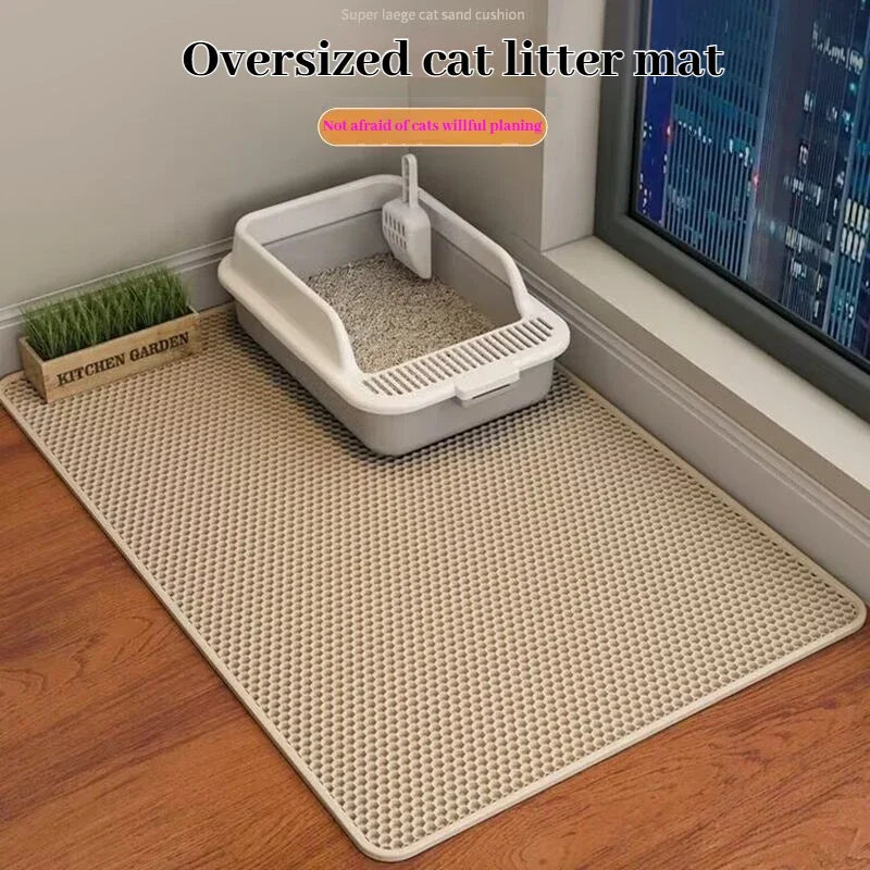 Double Layer Cat Litter Traymat Extra Large Size Sand Control Non-Slip Waterproof Eco-Friendly Litter Box Accessory for Cats