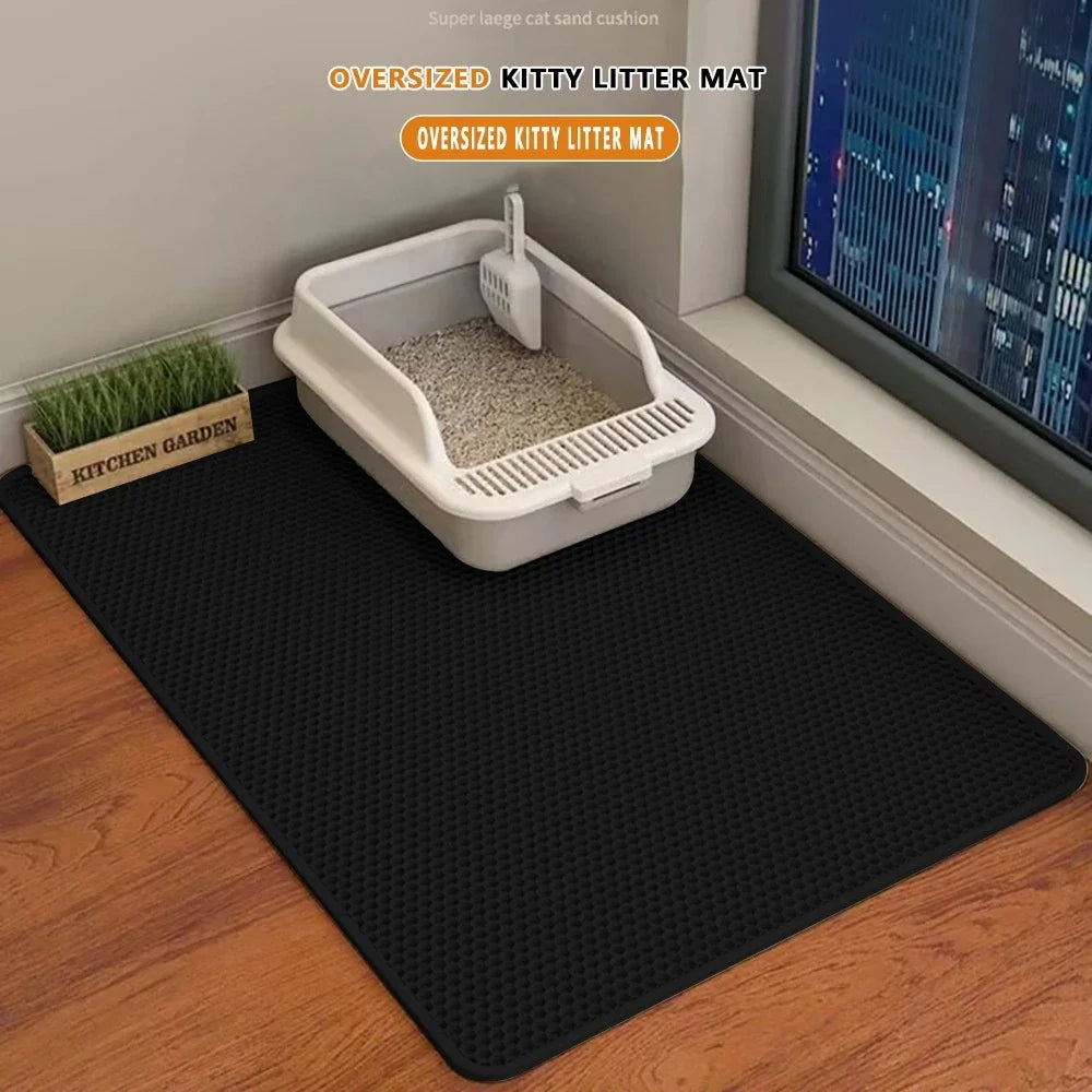 Double Layer Cat Litter Traymat Extra Large Size Sand Control Non-Slip Waterproof Eco-Friendly Litter Box Accessory for Cats